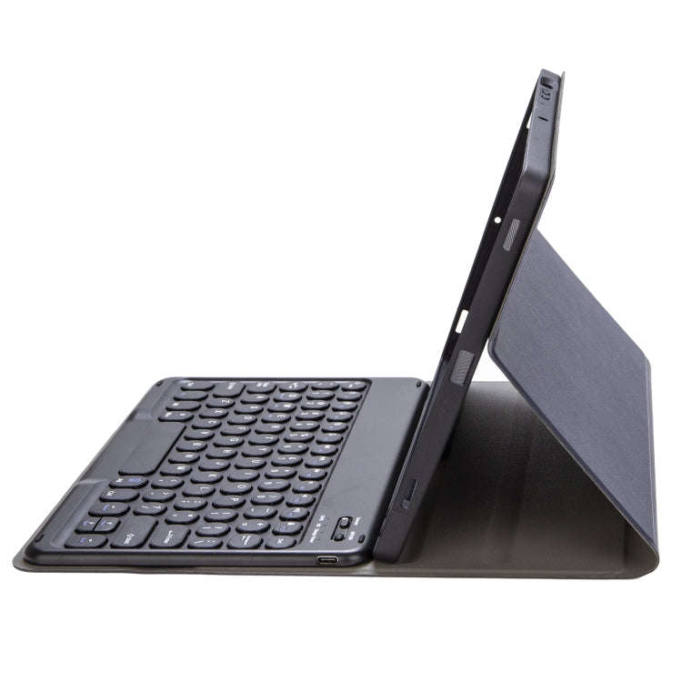 YA610B Detachable Lambskin Texture Round Keycap Bluetooth Keyboard Leather Tablet Case with Pen S...