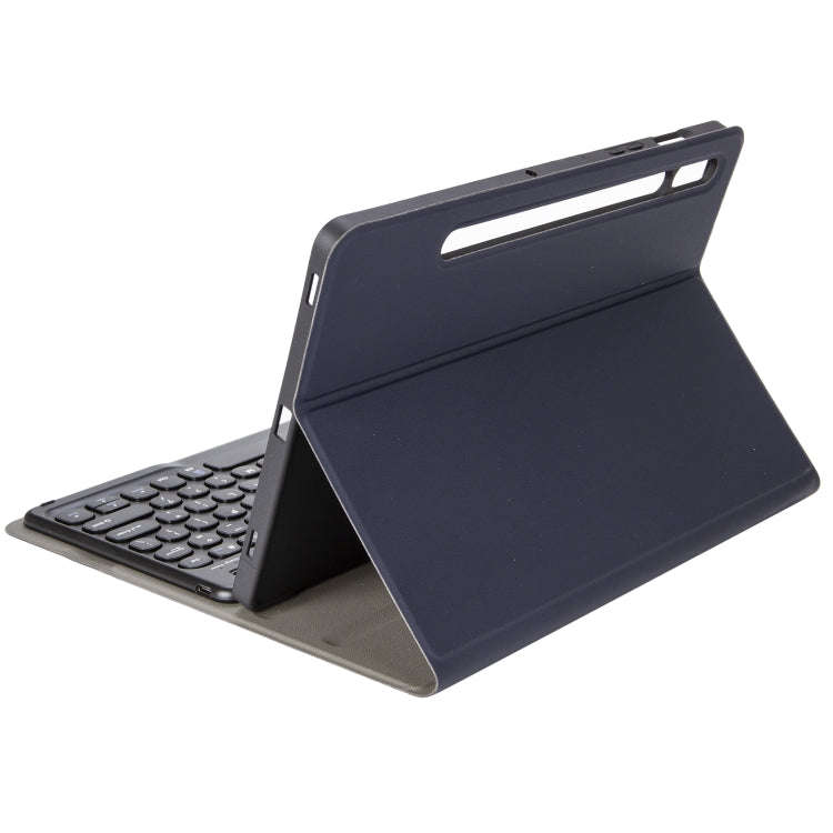YA610B Detachable Lambskin Texture Round Keycap Bluetooth Keyboard Leather Tablet Case with Pen S...