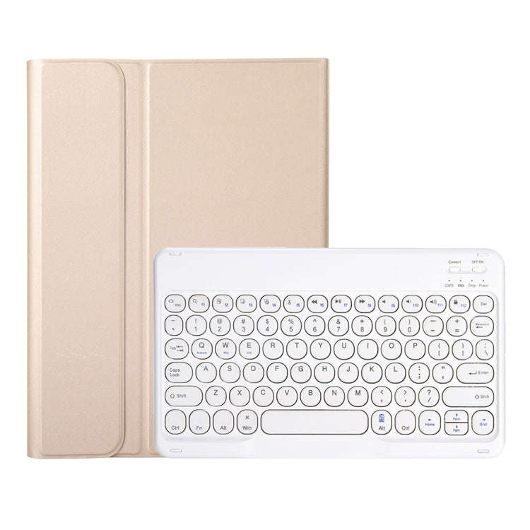 YA610B Detachable Lambskin Texture Round Keycap Bluetooth Keyboard Leather Tablet Case with Pen S...