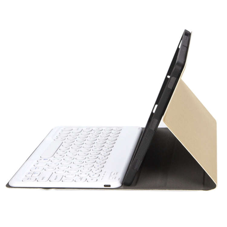 YA610B Detachable Lambskin Texture Round Keycap Bluetooth Keyboard Leather Tablet Case with Pen S...