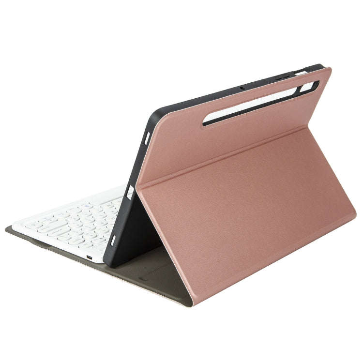 YA610B Detachable Lambskin Texture Round Keycap Bluetooth Keyboard Leather Tablet Case with Pen S...