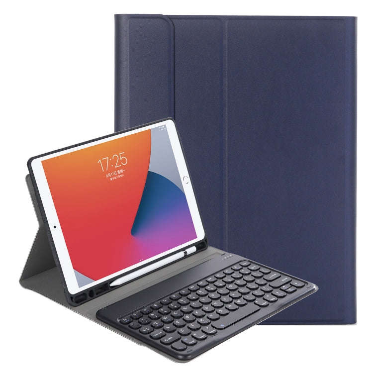 YA870B Detachable Lambskin Texture Round Keycap Bluetooth Keyboard Leather Tablet Case with Pen S...