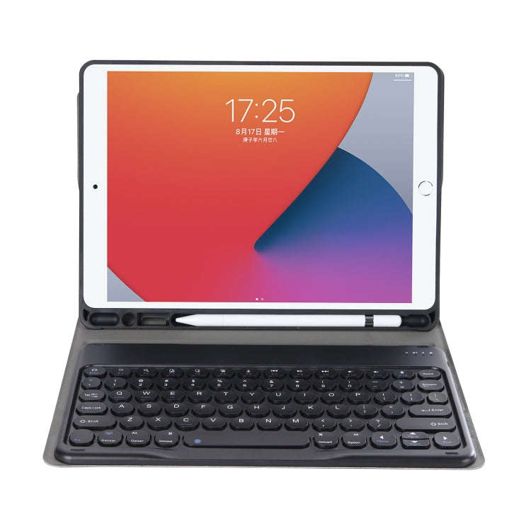 YA870B Detachable Lambskin Texture Round Keycap Bluetooth Keyboard Leather Tablet Case with Pen S...