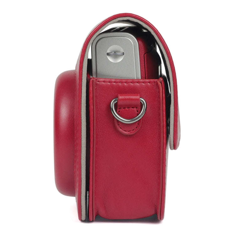 Solid Color PU Camera Bag with Shoulder Strap for Fujifilm Instax mini 90(Red)