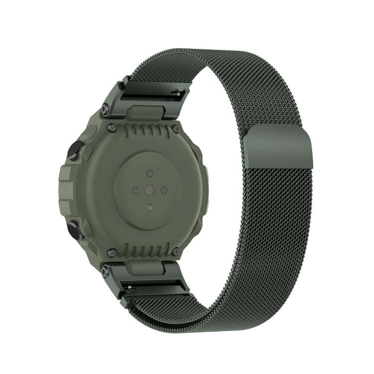 For Amazfit T-Rex Pro / Amazfit T-Rex Milanese Magnetic Metal Watch Band(Olive Green)