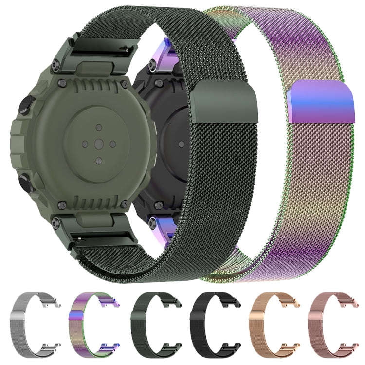 For Amazfit T-Rex Pro / Amazfit T-Rex Milanese Magnetic Metal Watch Band(Rose Gold)