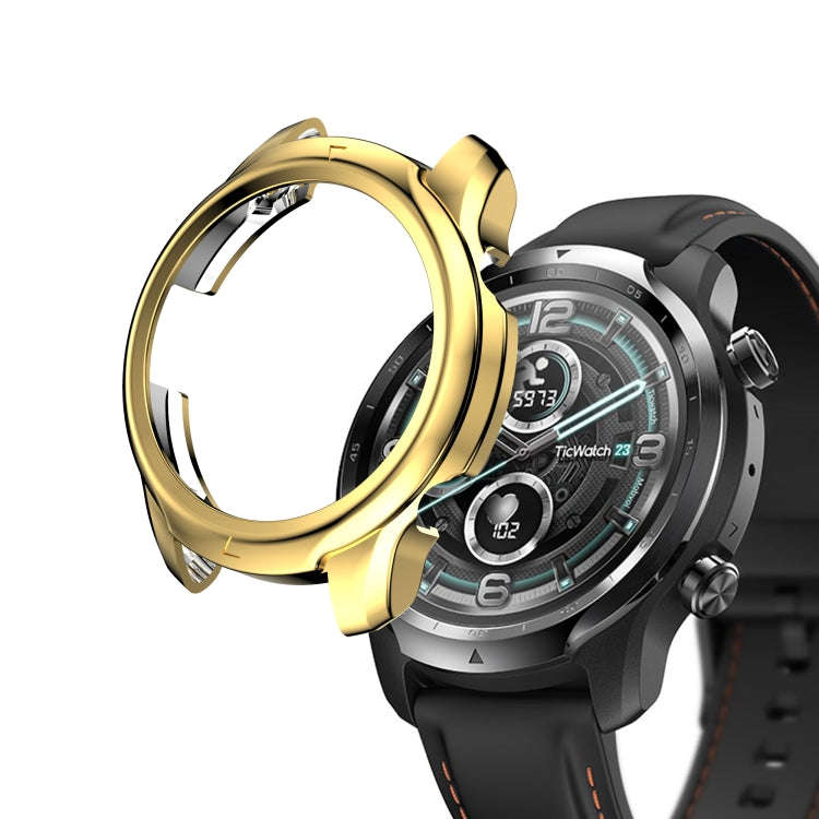 For TicWatch Pro 3 TPU Electroplating Frame Protective Case(Gold)
