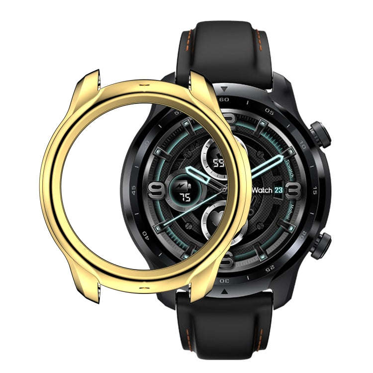 For TicWatch Pro 3 TPU Electroplating Frame Protective Case(Gold)