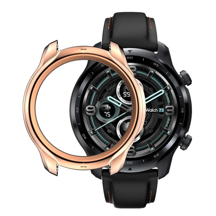 For TicWatch Pro 3 TPU Electroplating Frame Protective Case(Rose Gold)