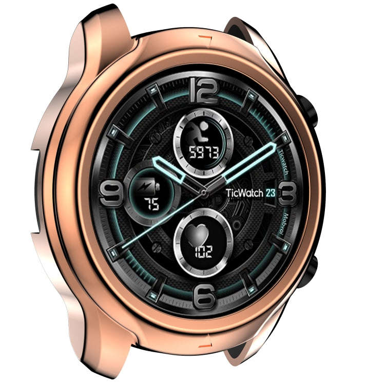 For TicWatch Pro 3 TPU Electroplating Frame Protective Case(Rose Gold)