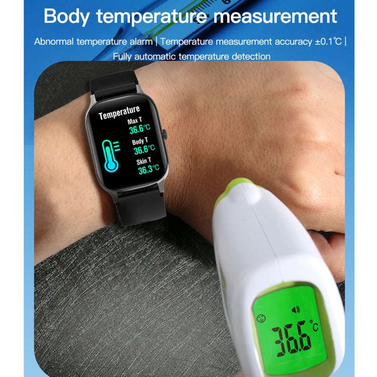 F37 1.69 inch TFT Screen IP67 Waterproof Smart Watch, Support Body Temperature Monitoring / Heart...