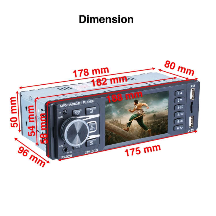 P4020 3.8 inch Universal Car Radio Receiver MP5 Player, Support FM & Bluetooth & TF Card with Rem...