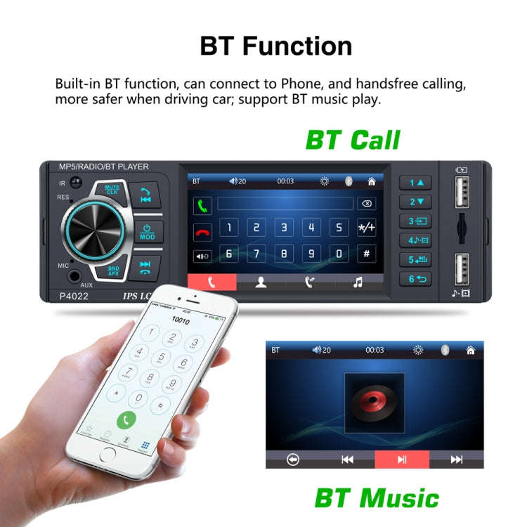 P4022 3.8 inch Universal Car Radio Receiver MP5 Player, Support FM & Bluetooth & TF Card with Rem...