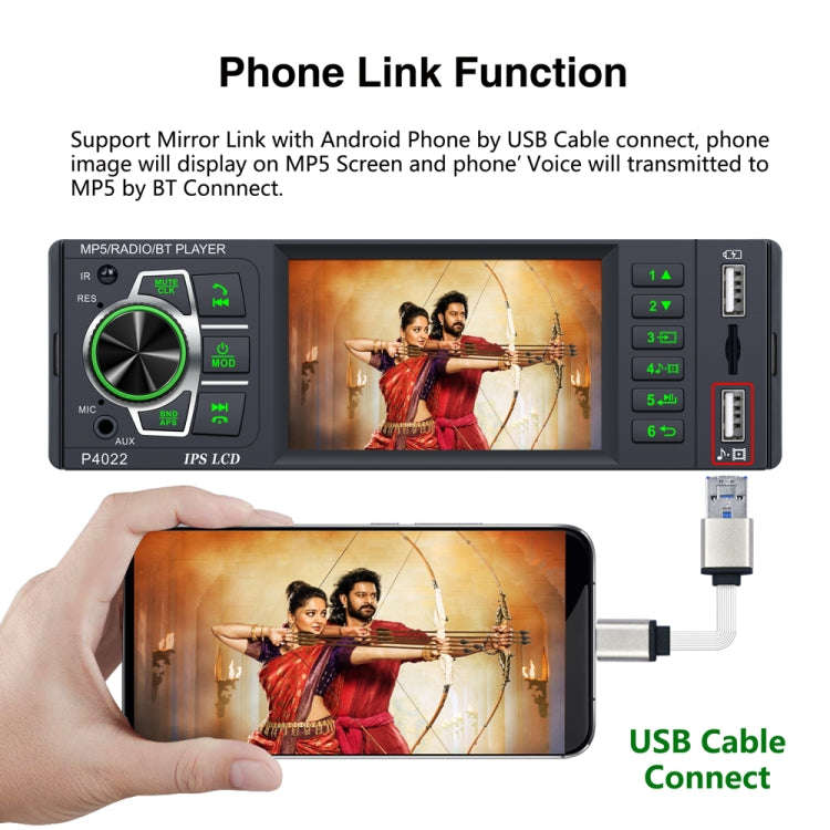 P4022 3.8 inch Universal Car Radio Receiver MP5 Player, Support FM & Bluetooth & TF Card with Rem...