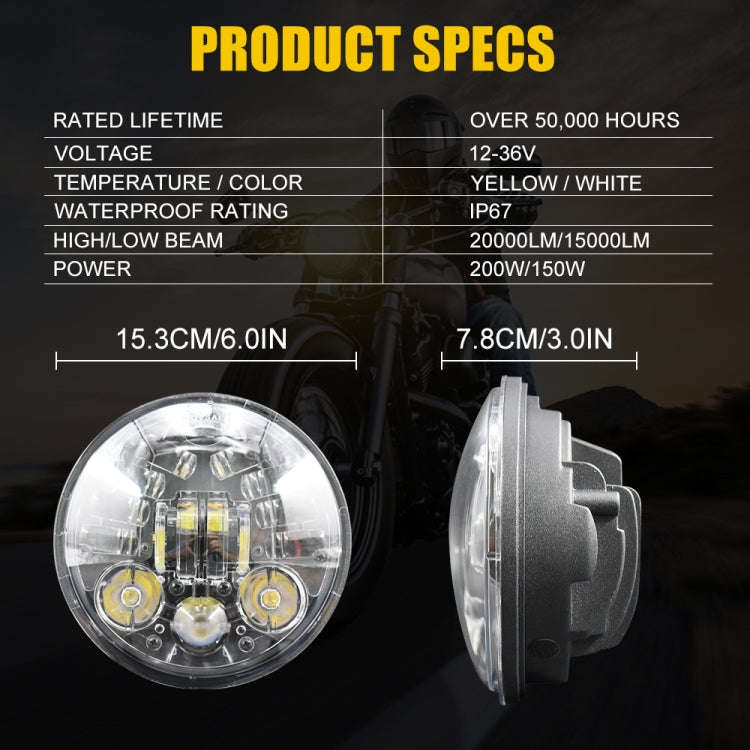 DC9-30V / 6000K / 3000K / 20000LM 5.75 inch Motorcycle Gradient Headlight