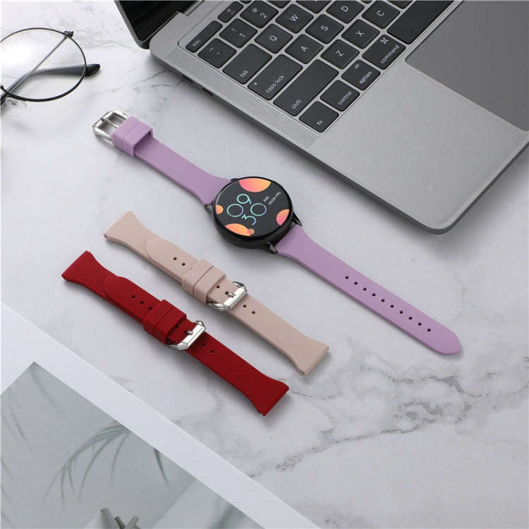20mm T-shaped Buckle Silicone Watch Band(Wine Red)
