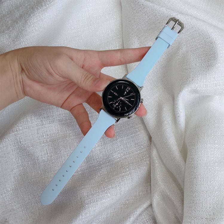20mm T-shaped Buckle Silicone Watch Band(Lake Blue)