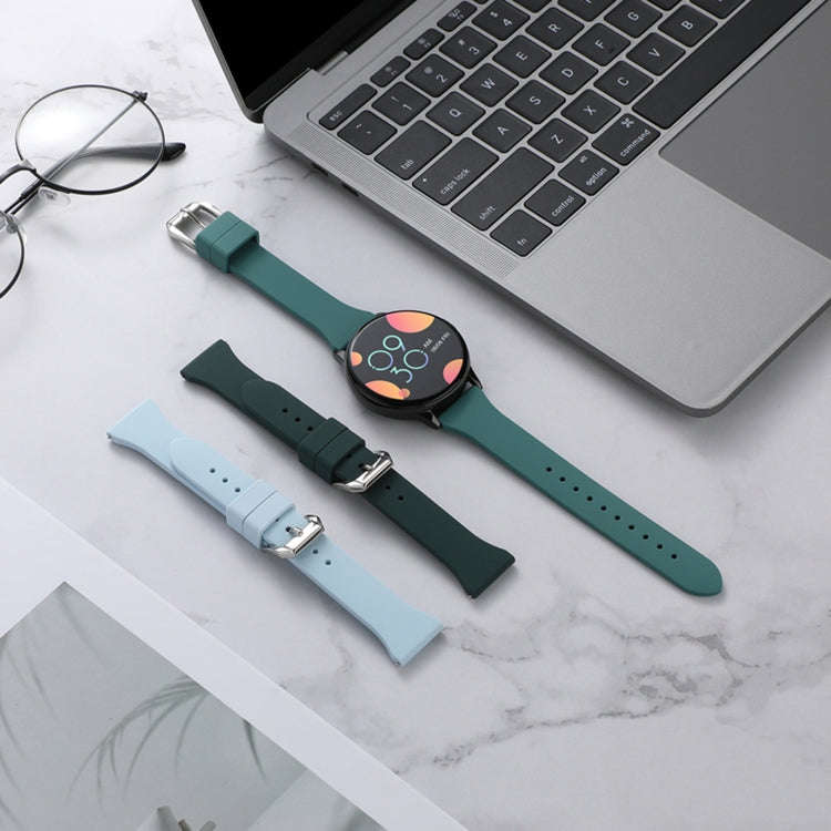 20mm T-shaped Buckle Silicone Watch Band(Lake Blue)