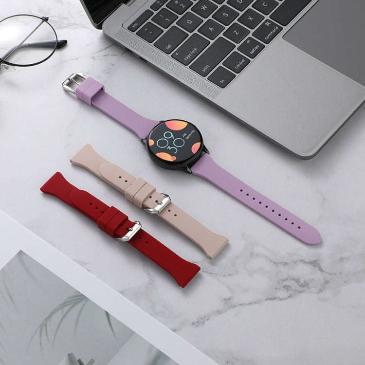 22mm T-shaped Buckle Silicone Watch Band(Wine Red)