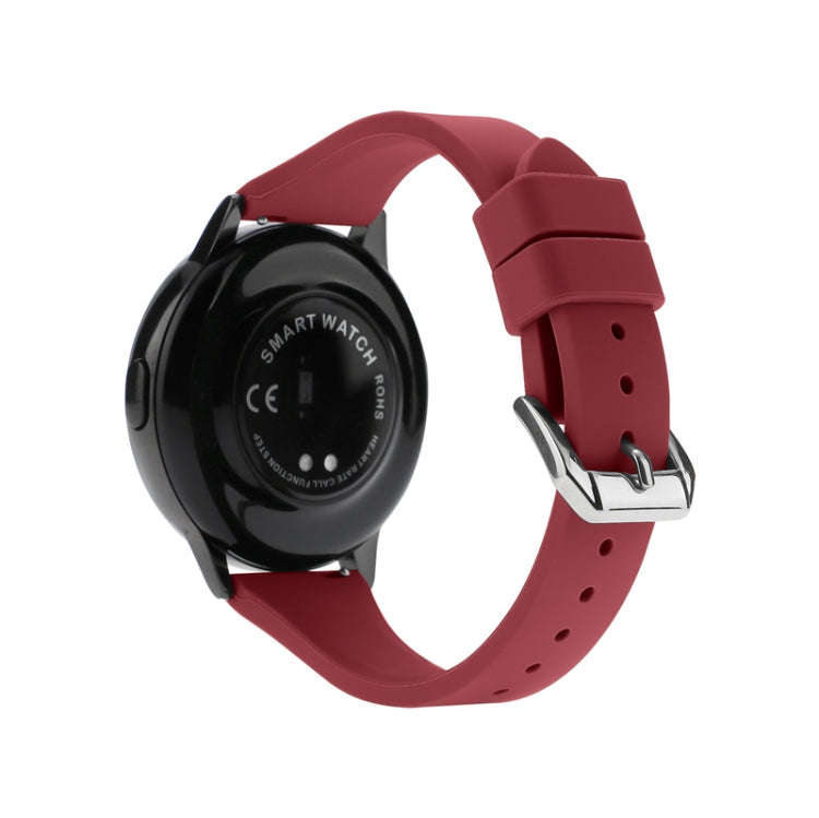 22mm T-shaped Buckle Silicone Watch Band(Wine Red)