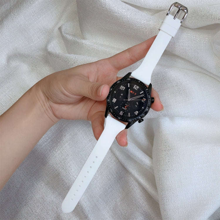 22mm T-shaped Buckle Silicone Watch Band(White)