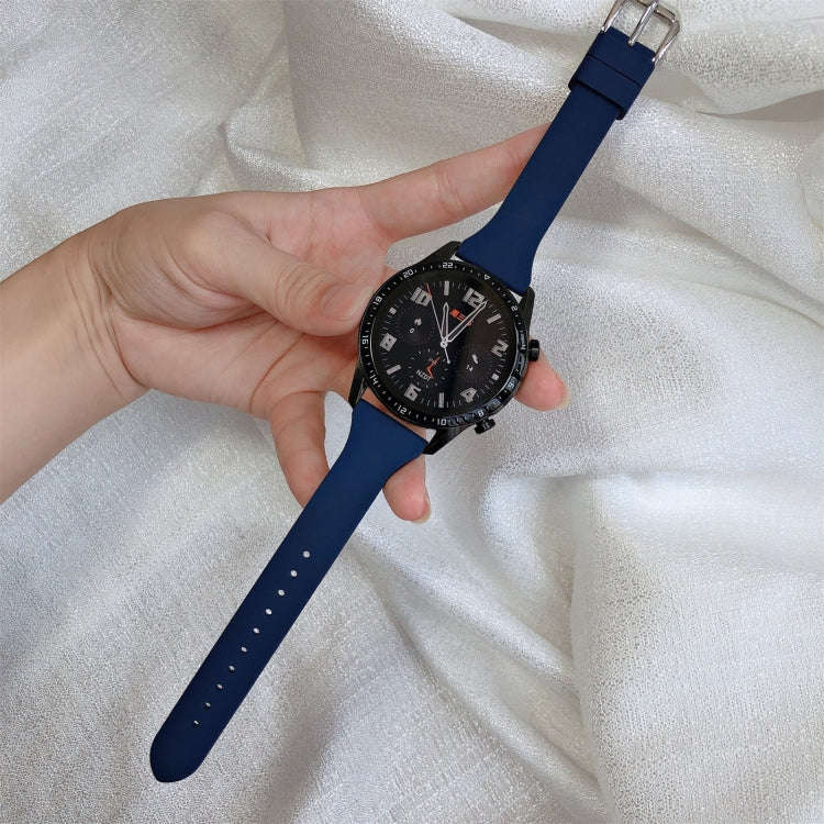 22mm T-shaped Buckle Silicone Watch Band(Midnight Blue)