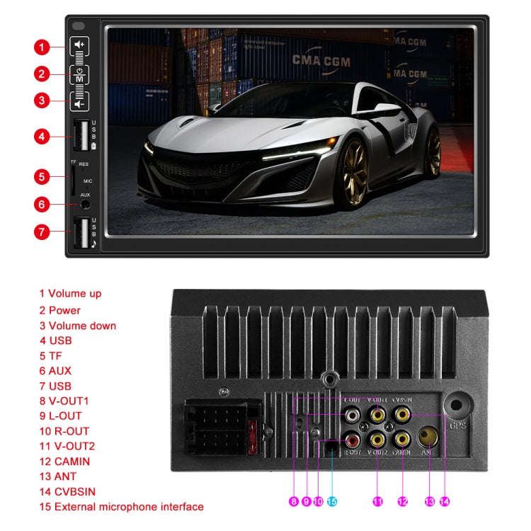 A2821 Car 7 inch Screen HD MP5 Player, Support Bluetooth / FM with Remote Control, Style:Standard