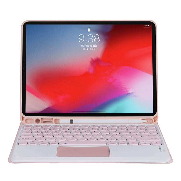 YT11B-A 2021 Detachable Candy Color Skin Texture Round Keycap Bluetooth Keyboard Leather Tablet C...