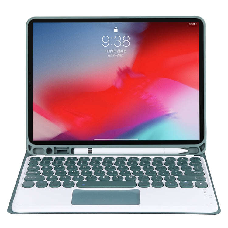 YT11B-A 2021 Detachable Candy Color Skin Texture Round Keycap Bluetooth Keyboard Leather Tablet C...