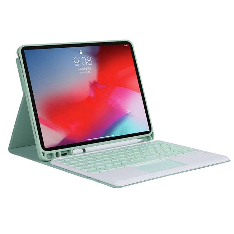 YT11B-A 2021 Detachable Candy Color Skin Texture Round Keycap Bluetooth Keyboard Leather Tablet C...