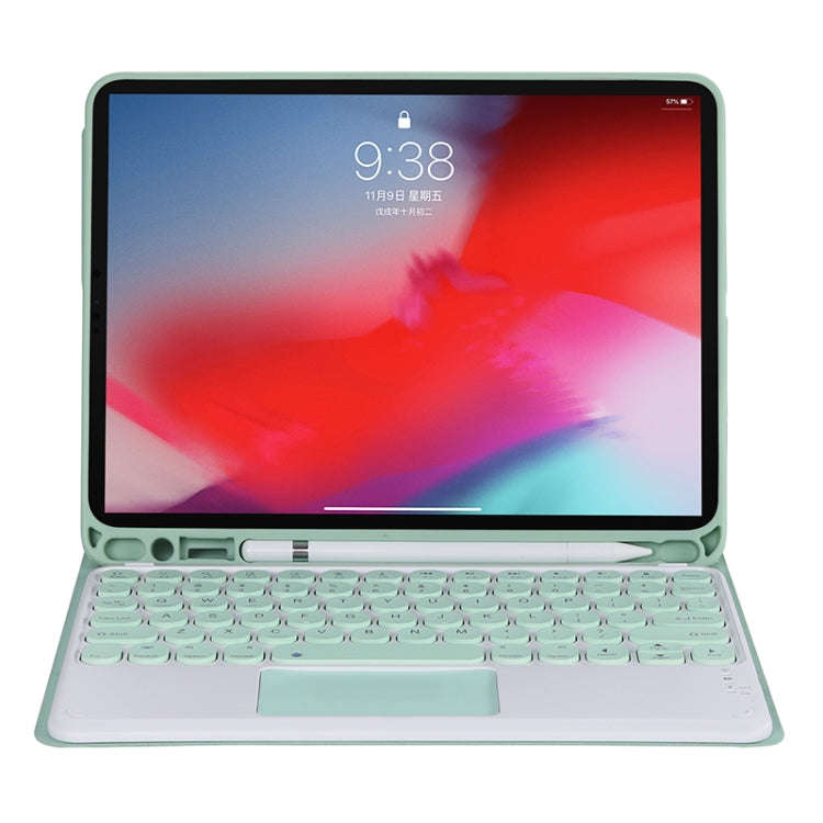 YT11B-A 2021 Detachable Candy Color Skin Texture Round Keycap Bluetooth Keyboard Leather Tablet C...