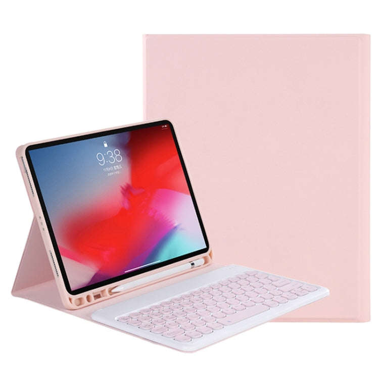 Y-C11B 2021 Detachable Candy Color Skin Texture Round Keycap Bluetooth Keyboard Leather Tablet Ca...