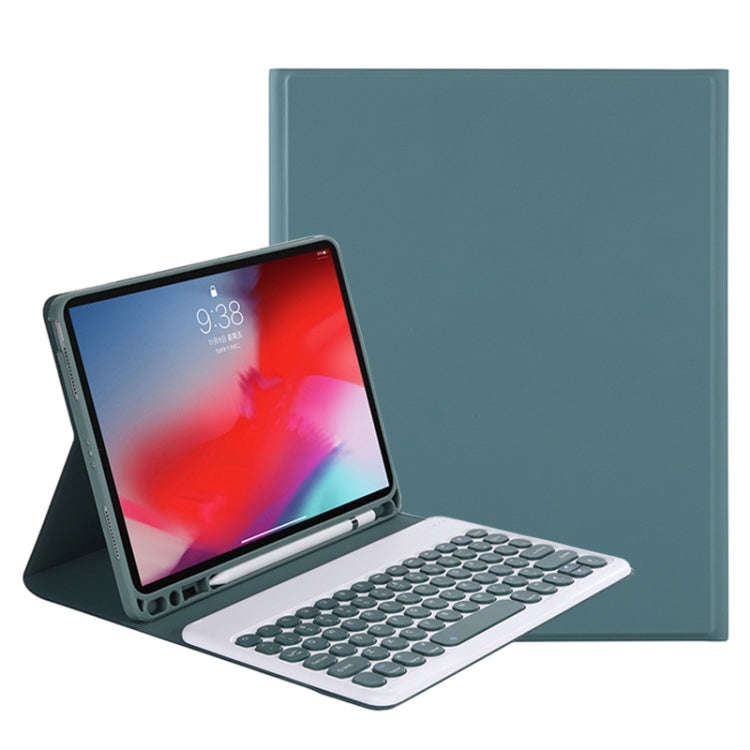 Y-C11B 2021 Detachable Candy Color Skin Texture Round Keycap Bluetooth Keyboard Leather Tablet Ca...