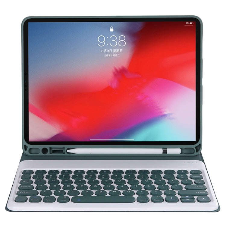 Y-C11B 2021 Detachable Candy Color Skin Texture Round Keycap Bluetooth Keyboard Leather Tablet Ca...