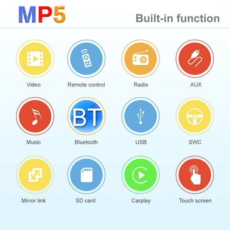 Q3366 Car 9-inch Touch HD Detachable Screen MP5 Support CarPlay / FM with Remote Controler