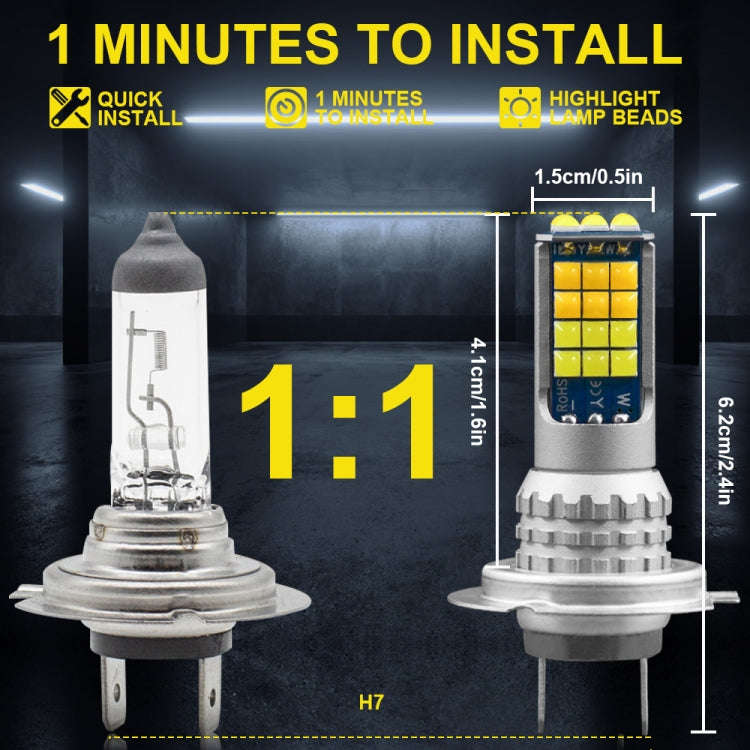 2 PCS V6 H7 DC9-36V 30W 3000LM IP65 Car LED Double Color Fog Light with 30LEDs SMD-2525 Lamp