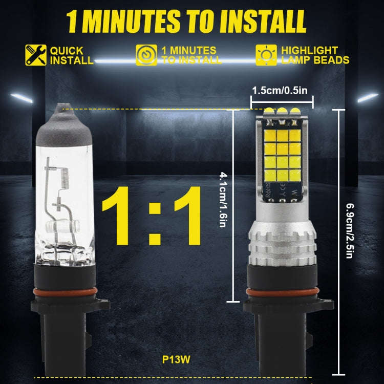 2 PCS V6 P13W DC9-36V 30W 3000LM IP65 Car LED Double Color Fog Light with 30LEDs SMD-2525 Lamp