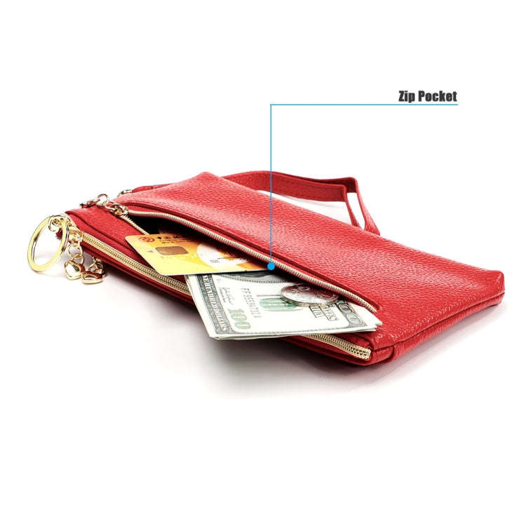 Ladies Multifunctional Cowhide Zipper Coin Purse Car Key Case(Blue)