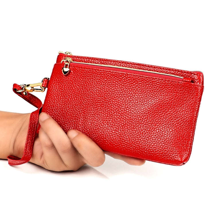 Ladies Multifunctional Cowhide Zipper Coin Purse Car Key Case(Blue)