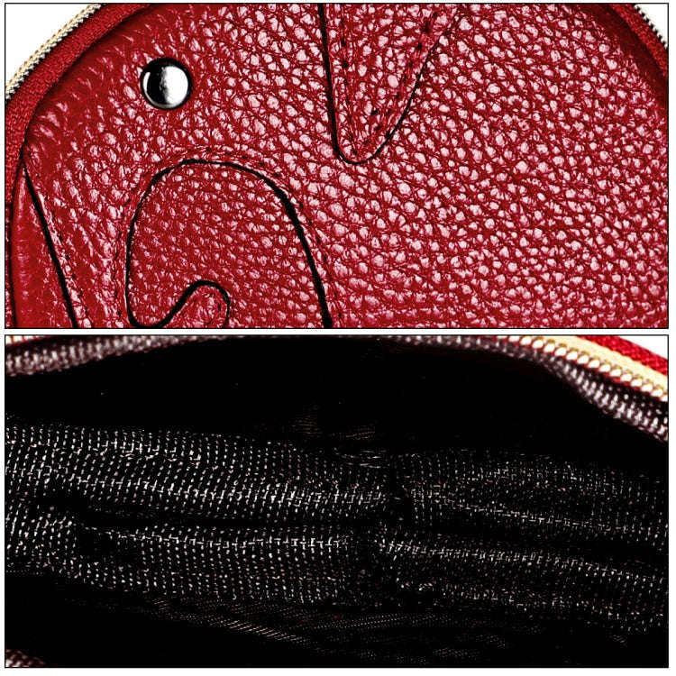 Ladies Head Layer Cowhide Elephant Zipper Coin Purse(Pink)