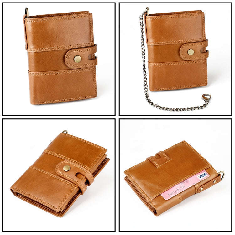 RFID Anti-theft First Layer Cowhide Multi-card Men Wallet(Brown)