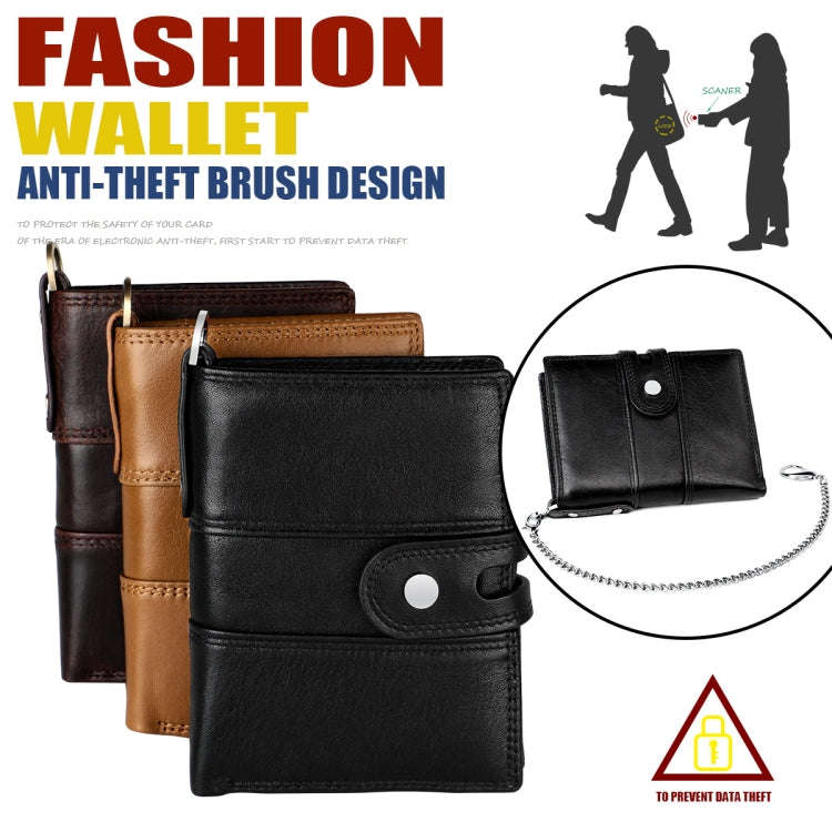 RFID Anti-theft First Layer Cowhide Multi-card Men Wallet(Brown)