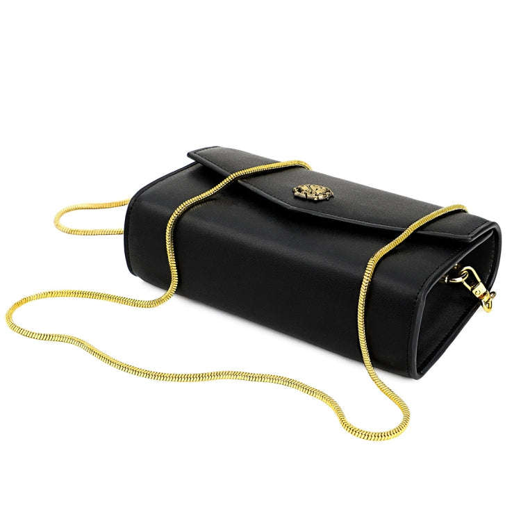 Ladies Fashion One-shoulder Simple Cowhide Messenger Bag(Black)