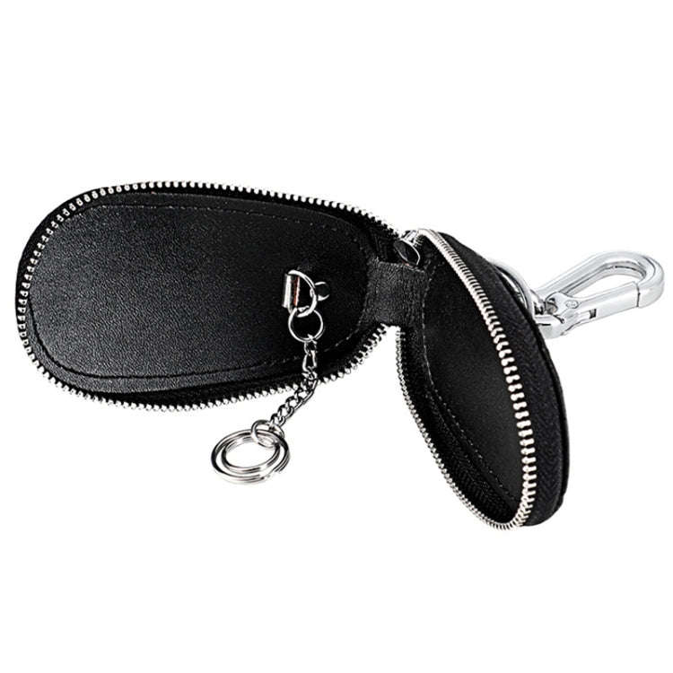 Crocodile Texture First Layer Cowhide Hanging Waist Car Key Bag(Black)
