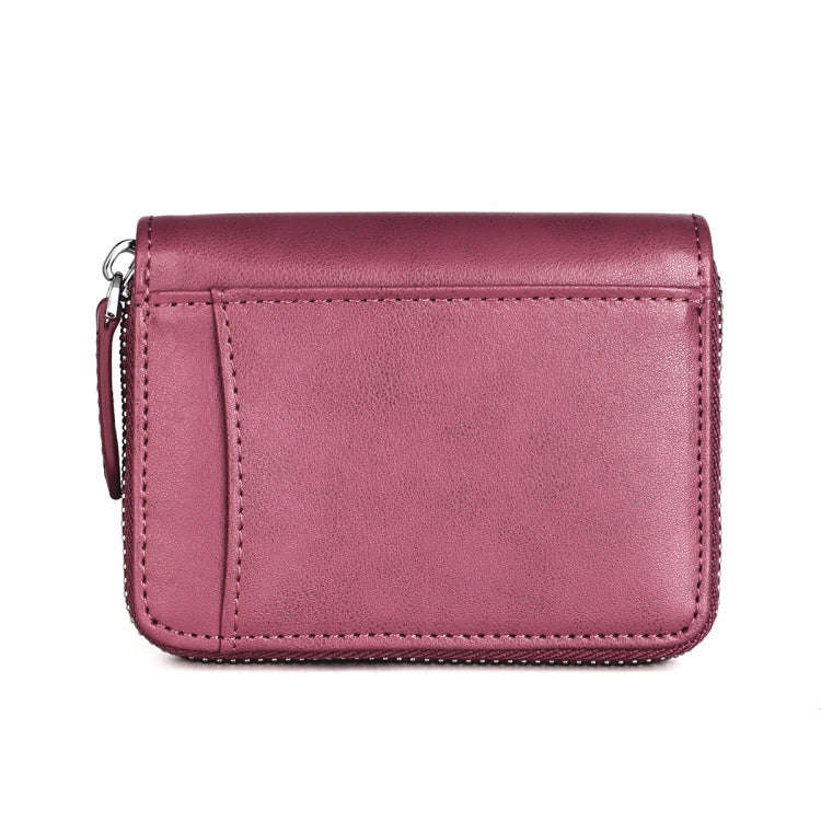 RFID Anti-theft Zipper Leather Coin Purse Coin Storage Bag(Purple)