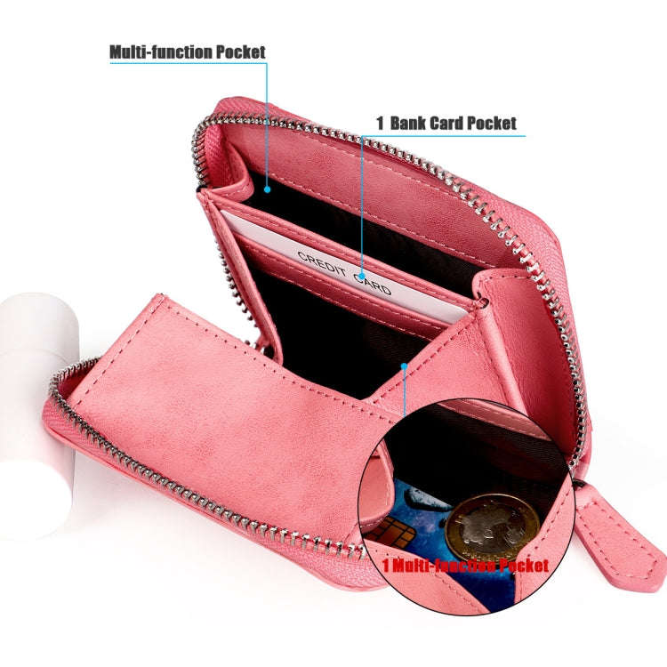 RFID Anti-theft Zipper Leather Coin Purse Coin Storage Bag(Purple)