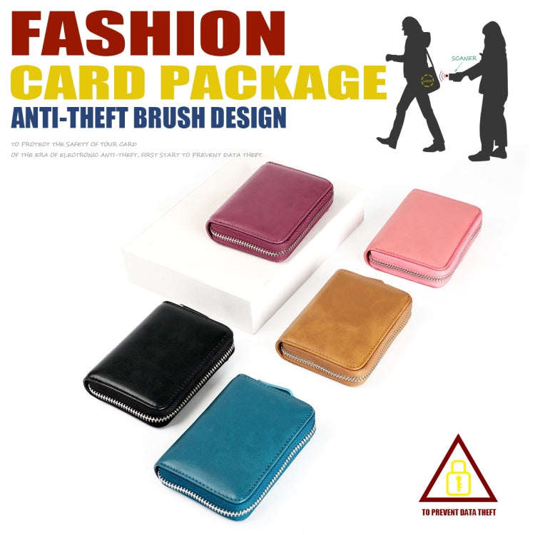 RFID Anti-theft Zipper Leather Coin Purse Coin Storage Bag(Purple)