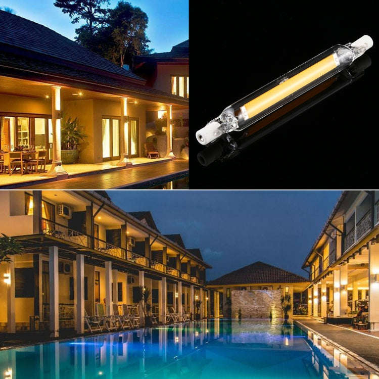 R7S 7W 500LM 118mm COB LED Bulb Glass Tube Replacement Halogen Lamp Spot Light, Warm Light