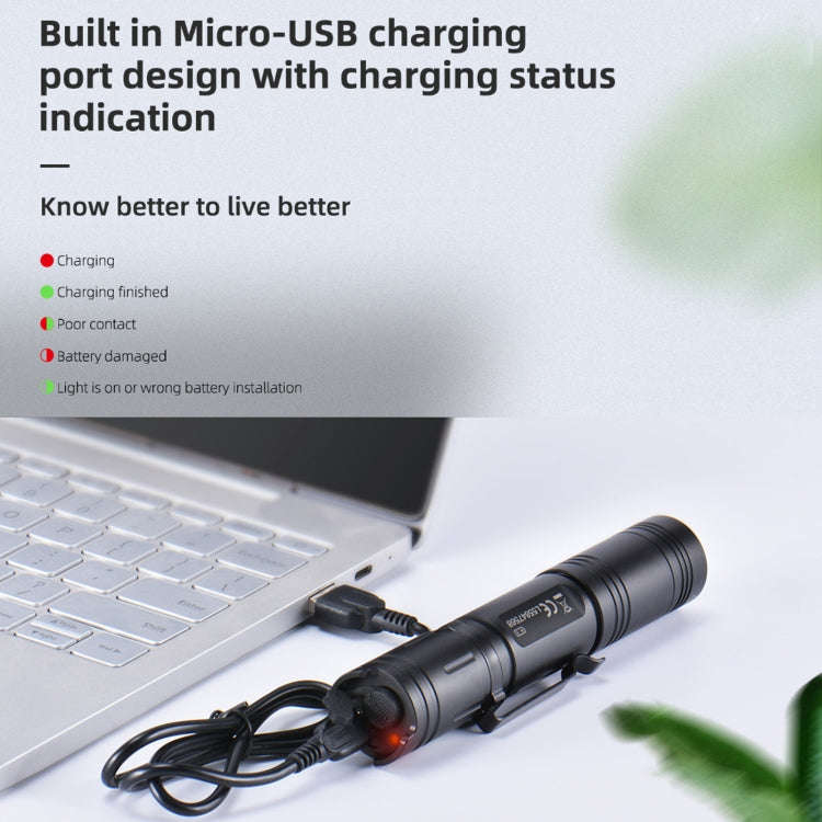 WUBEN L50 Outdoor Portable LED Strong Light USB Rechargeable Aluminum Flashlight