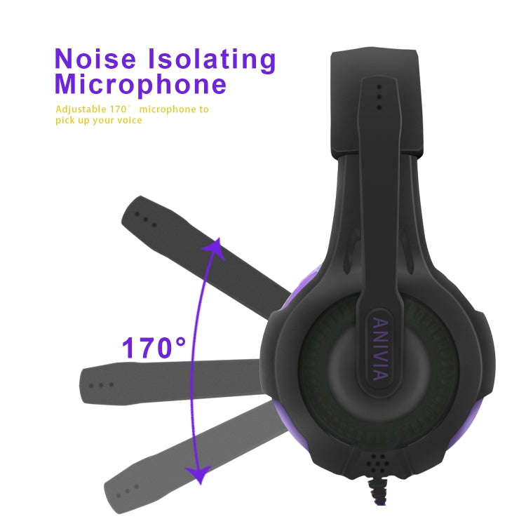 Anivia AH68 3.5mm Wired Gaming Headset with Microphone(Black Purple)